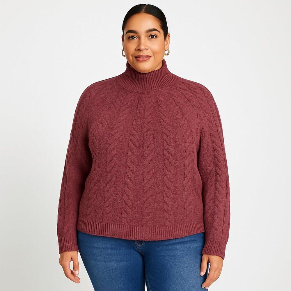 A064 • Cable Knit Mock Neck Sweater